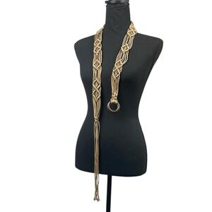 Macrame tie belt wood ring boho hippie handmade